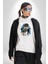 Günden Güne Şapkalı Havalı Gitarist Kadın Erkek Baskılı Üç Iplik Beyaz Kapüşonlu Hodie Sweatshirt 4