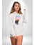 Gülümse Tatlı Deri Ceketli Oyuncak Ayı Kadın Erkek Baskılı Üç Iplik Beyaz Kapüşonlu Hodie Sweatshirt 1
