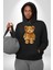 Sensörlü Suçlu Oyuncak Ayı Kadın Erkek Baskılı Üç Iplik Siyah Kapüşonlu Hodie Sweatshirt 4