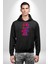 Gülen Rengarenk Surat Kadın Erkek Baskılı Üç Iplik Siyah Kapüşonlu Hodie Sweatshirt 3