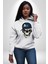 Panda Şapkalı Iskelet Adam Kadın Erkek Baskılı Üç Iplik Beyaz Kapüşonlu Hodie Sweatshirt 1