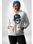 Panda Şapkalı Iskelet Adam Kadın Erkek Baskılı Üç Iplik Beyaz Kapüşonlu Hodie Sweatshirt 2