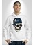 Panda Şapkalı Iskelet Adam Kadın Erkek Baskılı Üç Iplik Beyaz Kapüşonlu Hodie Sweatshirt 5