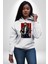 Havalı Kasklı Sakallı Motorcu Kadın Erkek Baskılı Üç Iplik Beyaz Kapüşonlu Hodie Sweatshirt 2