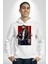 Havalı Kasklı Sakallı Motorcu Kadın Erkek Baskılı Üç Iplik Beyaz Kapüşonlu Hodie Sweatshirt 3