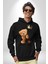 Kral Olmak Için Doğdum Oyuncak Ayı Kadın Erkek Baskılı Üç Iplik Siyah Kapüşonlu Hodie Sweatshirt 1
