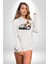Yarış Ekibi Yarışçı Oyuncak Ayı Kadın Erkek Baskılı Üç Iplik Beyaz Kapüşonlu Hodie Sweatshirt 5