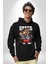 Hızlı Oduncu Sincap Sakallı Havalı Kadın Erkek Baskılı Üç Iplik Siyah Kapüşonlu Hodie Sweatshirt 1