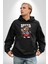 Hızlı Oduncu Sincap Sakallı Havalı Kadın Erkek Baskılı Üç Iplik Siyah Kapüşonlu Hodie Sweatshirt 3