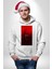 Kırmızı Renklerinin Sanatsal Uyumu Kadın Erkek Baskılı Üç Iplik Beyaz Kapüşonlu Hodie Sweatshirt 1