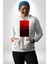 Kırmızı Renklerinin Sanatsal Uyumu Kadın Erkek Baskılı Üç Iplik Beyaz Kapüşonlu Hodie Sweatshirt 2