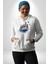 Şato Önünde Uçan Araba Kadın Erkek Baskılı Üç Iplik Beyaz Kapüşonlu Hodie Sweatshirt 2