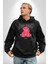 Umut Oyuncak Ayı Sokak Tarzı Kadın Erkek Baskılı Üç Iplik Siyah Kapüşonlu Hodie Sweatshirt 2