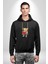 Sallanan Oyuncak Ayı Kadın Erkek Baskılı Üç Iplik Siyah Kapüşonlu Hodie Sweatshirt 3