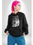 Asker Kurt Börü Kadın Erkek Baskılı Üç Iplik Siyah Kapüşonlu Hodie Sweatshirt 1