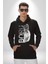 Asker Kurt Börü Kadın Erkek Baskılı Üç Iplik Siyah Kapüşonlu Hodie Sweatshirt 2