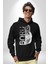 Asker Kurt Börü Kadın Erkek Baskılı Üç Iplik Siyah Kapüşonlu Hodie Sweatshirt 3
