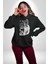 Asker Kurt Börü Kadın Erkek Baskılı Üç Iplik Siyah Kapüşonlu Hodie Sweatshirt 4