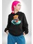 Jetski Süren Oyuncak Ayı Kadın Erkek Baskılı Üç Iplik Siyah Kapüşonlu Hodie Sweatshirt 3