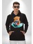 Jetski Süren Oyuncak Ayı Kadın Erkek Baskılı Üç Iplik Siyah Kapüşonlu Hodie Sweatshirt 4
