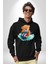 Jetski Süren Oyuncak Ayı Kadın Erkek Baskılı Üç Iplik Siyah Kapüşonlu Hodie Sweatshirt 5