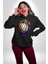 Kahin Rengarenk Havalı Aslan Kadın Erkek Baskılı Üç Iplik Siyah Kapüşonlu Hodie Sweatshirt 5