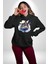 Şato Önünde Uçan Araba Kadın Erkek Baskılı Üç Iplik Siyah Kapüşonlu Hodie Sweatshirt 2