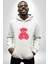 Umut Oyuncak Ayı Sokak Tarzı Kadın Erkek Baskılı Üç Iplik Beyaz Kapüşonlu Hodie Sweatshirt 2