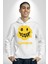 Mutluluk Kara Kalen Gülen Yüz Kadın Erkek Baskılı Üç Iplik Beyaz Kapüşonlu Hodie Sweatshirt 3