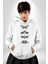 Kelebek Oluşumu Kozadan Kelebeğe Kadın Erkek Baskılı Üç Iplik Beyaz Kapüşonlu Hodie Sweatshirt 2