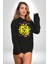 Mutluluk Modu Oyuncak Ayı Kadın Erkek Baskılı Üç Iplik Siyah Kapüşonlu Hodie Sweatshirt 3