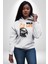 Vahşi Yaşam Saldırgan Kartal Kadın Erkek Baskılı Üç Iplik Beyaz Kapüşonlu Hodie Sweatshirt 5