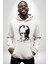 Mustafa Kemal Atatürk Imza ve Silüet Kadın Erkek Baskılı Üç Iplik Beyaz Kapüşonlu Hodie Sweatshirt 3
