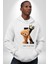 Kral Olmak Için Doğdum Oyuncak Ayı Kadın Erkek Baskılı Üç Iplik Beyaz Kapüşonlu Hodie Sweatshirt 4