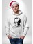 Mustafa Kemal Atatürk Imza ve Silüet Kadın Erkek Baskılı Üç Iplik Beyaz Kapüşonlu Hodie Sweatshirt 5