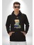 Sadece Meraklı Kal Öğrenci Tatlı Oyuncak Ayı Kadın Erkek Baskılı Üç Iplik Siyah Kapüşonlu Hodie Sweatshirt 4