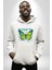 Kelebek Sokak Tarzı Kadın Erkek Baskılı Üç Iplik Beyaz Kapüşonlu Hodie Sweatshirt 4