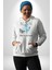Karakalem Kelebek Açan Çiçek Kadın Erkek Baskılı Üç Iplik Beyaz Kapüşonlu Hodie Sweatshirt 2