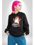 Noodle Yiyen Tatlı Kaplan Kadın Erkek Baskılı Üç Iplik Siyah Kapüşonlu Hodie Sweatshirt 1