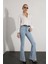 Kadın Kar Mavi Ispanyol Paça Kot Pantolon Flare Jeans ( Yüksek Bel ) 2