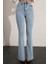 Kadın Kar Mavi Ispanyol Paça Kot Pantolon Flare Jeans ( Yüksek Bel ) 3