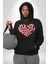 Seni Sonsuza Dek Seviyorum Kalp Kadın Erkek Baskılı Üç Iplik Siyah Kapüşonlu Hodie Sweatshirt 5