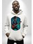 Gitarist Kurukafa Şapkalı Havalı Kadın Erkek Baskılı Üç Iplik Beyaz Kapüşonlu Hodie Sweatshirt 3