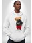 Sokak Tarzı Oyuncak Ayı Kadın Erkek Baskılı Üç Iplik Beyaz Kapüşonlu Hodie Sweatshirt 5