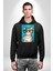 Kahve Içen Gözlüklü Entel Kedi Kadın Erkek Baskılı Üç Iplik Siyah Kapüşonlu Hodie Sweatshirt 1