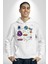 Uzay Evrensel Yıldızlar Gezegenler Kadın Erkek Baskılı Üç Iplik Beyaz Kapüşonlu Hodie Sweatshirt 2