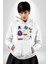 Uzay Evrensel Yıldızlar Gezegenler Kadın Erkek Baskılı Üç Iplik Beyaz Kapüşonlu Hodie Sweatshirt 5
