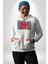 Özgürlük Gülen Surat Kadın Erkek Baskılı Üç Iplik Beyaz Kapüşonlu Hodie Sweatshirt 4