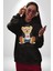 Evet Yapabilirsin Oyuncak Ayı Kadın Erkek Baskılı Üç Iplik Siyah Kapüşonlu Hodie Sweatshirt 4