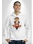 Motor Süren Oyuncak Ayı Kadın Erkek Baskılı Üç Iplik Beyaz Kapüşonlu Hodie Sweatshirt 3